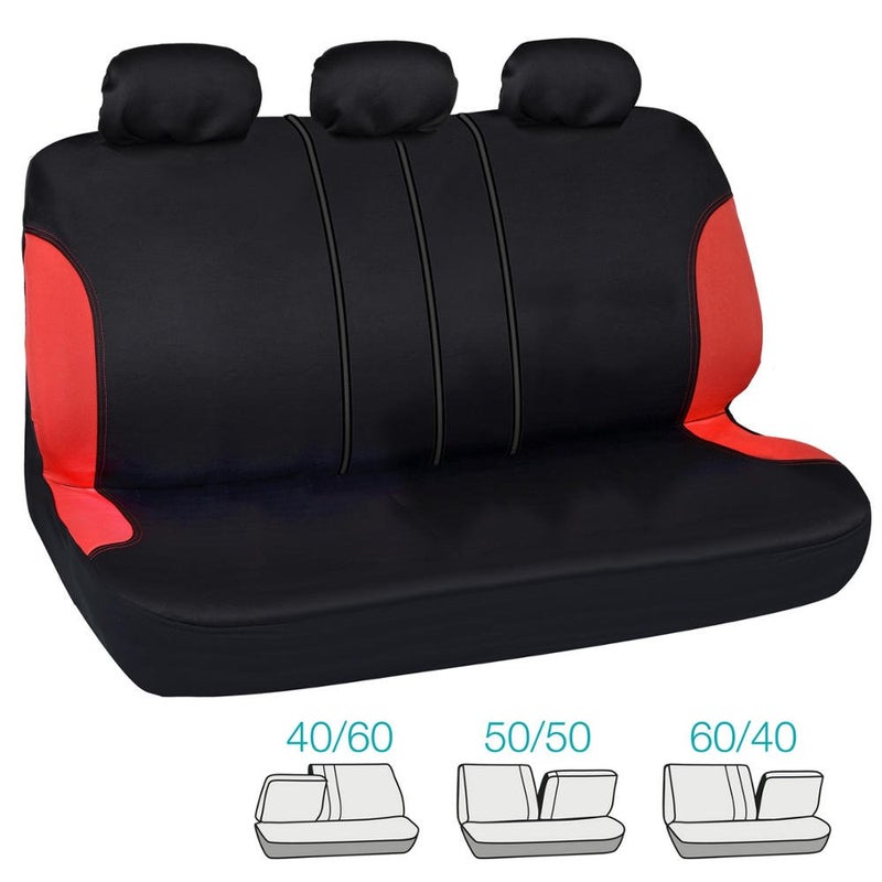 BDK Red Car Seat Covers with Matching Carpet Floor Mats for Cars Full Set - Front Universal Seat Covers & Back Bench Seat Cover with Automotive Floor Mats - Car, SUV, Truck, & Van Interior Protector - Image 3